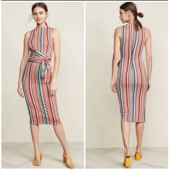 Alice + Olivia Delora Dress Sport Stripe Multi 2 - Picture 1 of 10